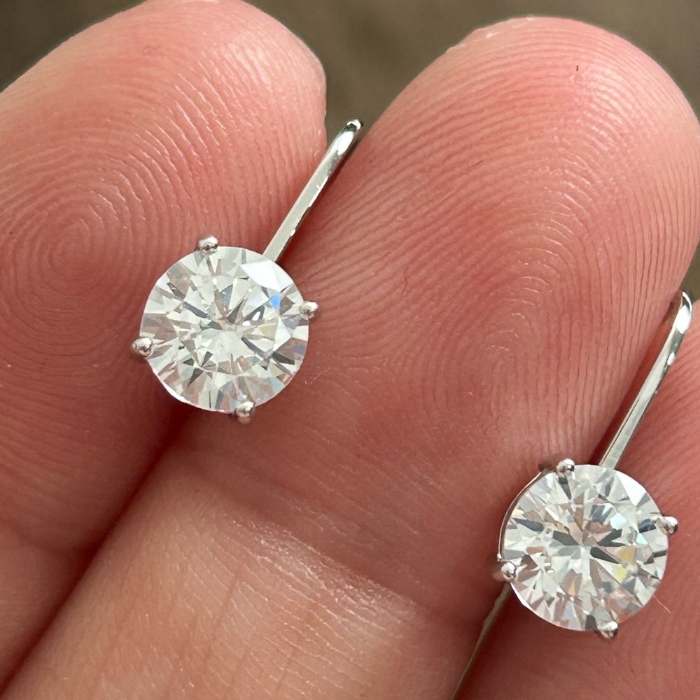 4/$100 STERLING Classic White Crystal Drop Earrings - Elegant Women Jewelry